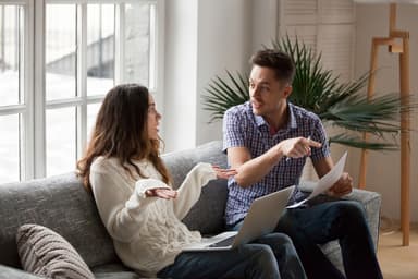 Couple has a conversation about debt.