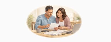A couple reviews documents together as they try to understand how a HELOC functions.